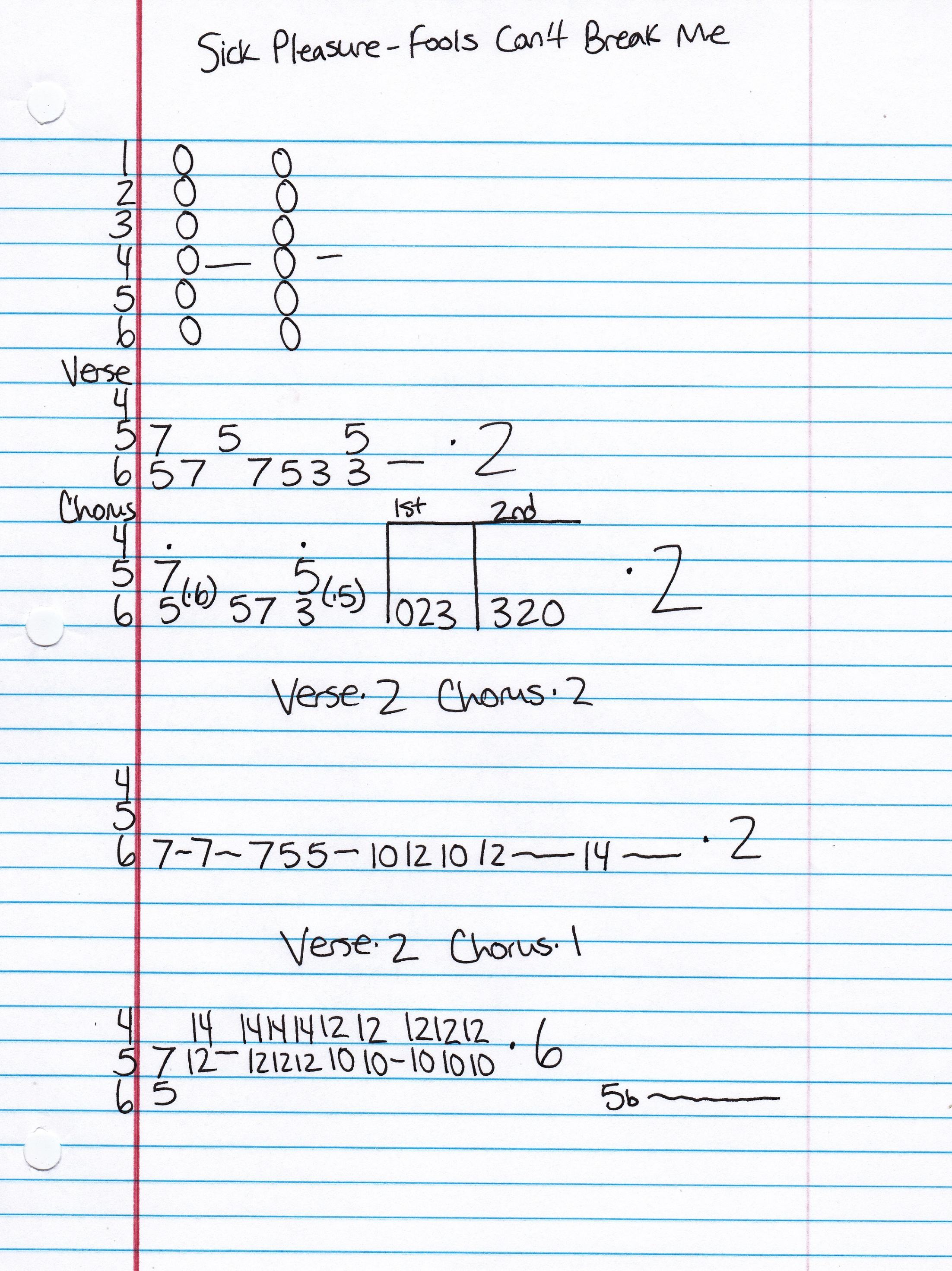 High quality guitar tab for Fools Can't Break Me by Sick Pleasure off of the album Code Of Honor/Sick Pleasure Split EP. ***Complete and accurate guitar tab!***